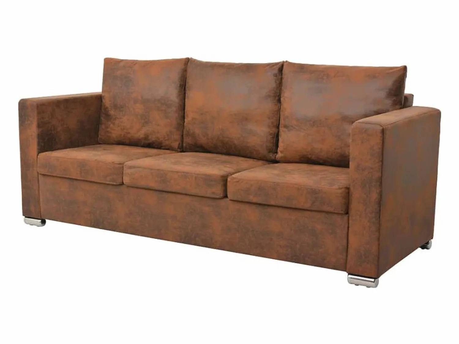 Clicnbuy Conjunto Sofás * Conjunto de sofás de 2 piezas de piel artificial de ante Marru00f3n