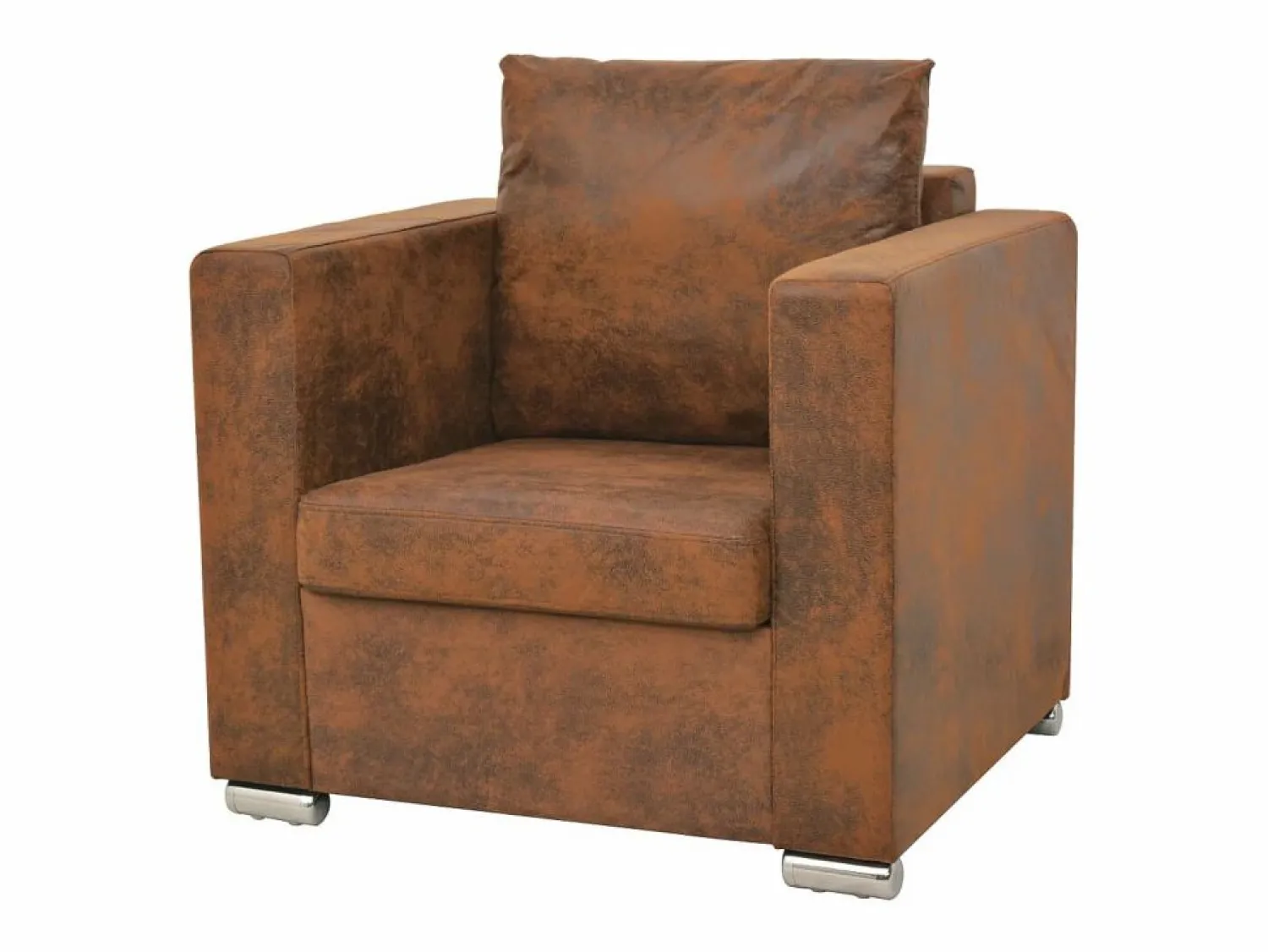 Clicnbuy Conjunto Sofás * Conjunto de sofás de 2 piezas de piel artificial de ante Marru00f3n