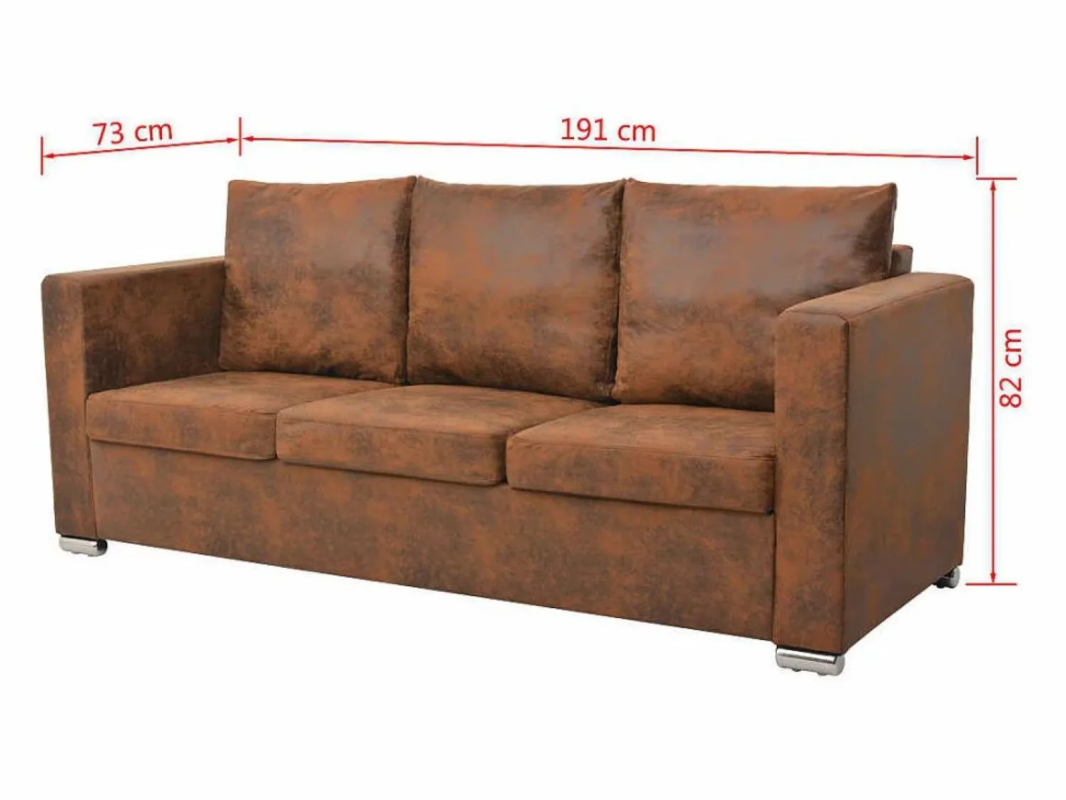 Clicnbuy Conjunto Sofás * Conjunto de sofás de 2 piezas de piel artificial de ante Marru00f3n