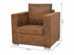 Clicnbuy Conjunto Sofás * Conjunto de sofás de 2 piezas de piel artificial de ante Marru00f3n