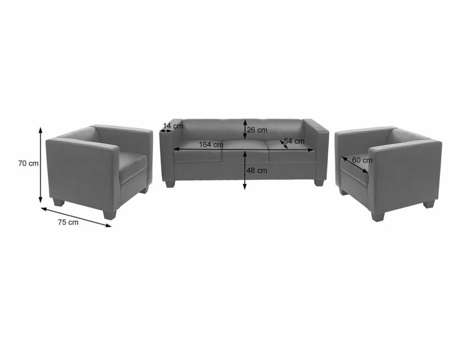 3-1-1 Conjunto de sofás Lille (3 piezas), Cuero < MCW Clearance
