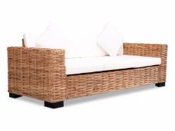 Clicnbuy Conjunto Sofás * Conjunto de sofás 15 piezas ratán natural Blanco