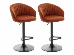 Conjunto de 2 taburetes de bar de terciopelo y metal negro - - DORALIZ < Vente-unique Outlet