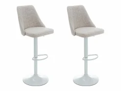 Conjunto de 2 taburetes de bar de tela y metal blanco - Beige - KIYOLA < Vente-unique Hot