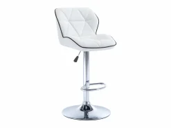 Conjunto de 2 taburetes de bar en piel sintética y acero cromado - Altura regulable - - CALVIN < Vente-unique Discount