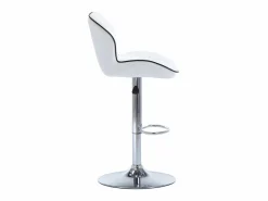 Conjunto de 2 taburetes de bar en piel sintética y acero cromado - Altura regulable - - CALVIN < Vente-unique Discount