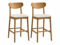 Conjunto de 2 taburetes en tela texturizada y madera de hevea natural - - LERANIA < Vente-unique Hot