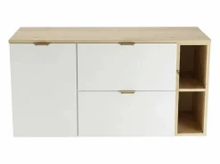 Conjunto para baño 120 cm Armario con encimera Armario con cesta Estantería Roble Artisan / Orio < Hot