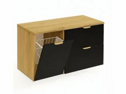 Conjunto para baño 120 cm Armario con encimera Armario con cesta Estantería Roble Artisan / Orio < Hot