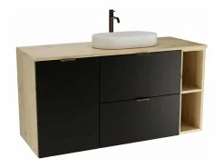 Conjunto para baño 120 cm Armario con encimera Armario con cesta Estantería Roble Artisan / Orio < Hot