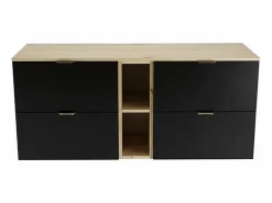 Conjunto para baño 140 cm Armario con encimera y estantería Roble Artisan / Orio <