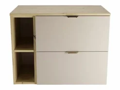 Conjunto para baño 80 cm Armario con encimera y estantería Roble Artisan / Cachemira Orio < New