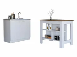 TuHome Cocina Completa * Conjunto Phoenix de Cocina, Isla de Cocina + Mueble de Cocina con fregadero Multicolor