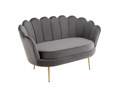 Conjunto sofá de 2 plazas y sillón de terciopelo antracita DANDELION < Vente-unique New