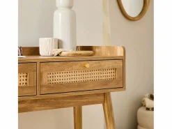Consola 2 cajones con frentes de ratán y patas de madera L100 cm - PALMO < Calicosy Outlet