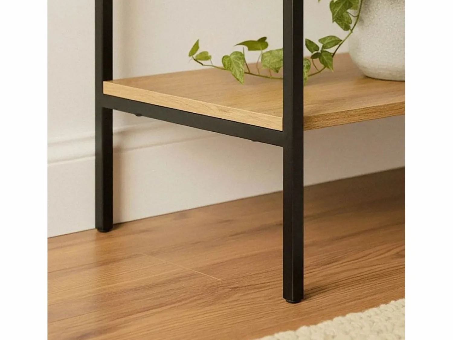 Calicosy Consola * Consola de 3 cajones con 1 estante inferior, decoración de madera y metal negro, L120 cm - TESSA Color natural claro