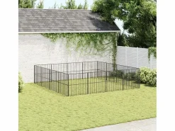 Clicnbuy Seguridad Para Mascotas * Corralito para perros con 16 paneles acero galvanizado Negro