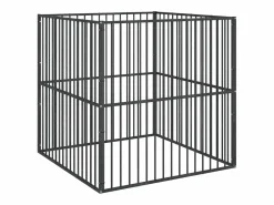 Clicnbuy Seguridad Para Mascotas * Corralito para perros con 4 paneles acero galvanizado Negro