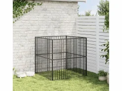 Clicnbuy Seguridad Para Mascotas * Corralito para perros con 4 paneles acero galvanizado Negro