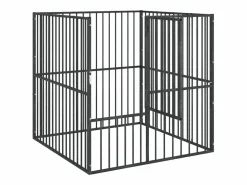 Clicnbuy Seguridad Para Mascotas * Corralito para perros con 4 paneles acero galvanizado Negro