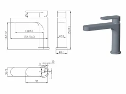Cortes Grifo mezclador lavabo bajo cromado < Essebagno New