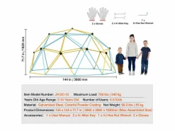 Columpio * Cúpula de Escalada SucceBuy, 366 cm, Escalador con Cúpula Geométrica, Sala de Juegos para Niños de 3 a 10 Años