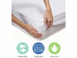 Cambia tus muebles Protector De Colchón | Cubrecolchón de 135x190 cm hipoalergénico de microfibra extra suave en color blanco Alisa