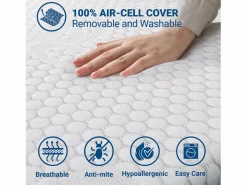 Cubrecolchón Doble de espuma viscoelástica XXL | protectores de colchón 6 cm | Cubrecolchón desenfundable | Antibacteriano y antihongos | 175 x 200 < The White Stone New