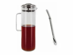 Decantador de té helado 1,5 litro + pajita de acero inoxidable con filtro < Sale