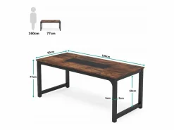 Desk informático, Escritorio para portátil, Mesa de estudio, Escritorio de estudio para teletrabajo, 180 x 90 x 77 cm, Marrón rústico < Tribesigns Sale