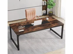 Desk informático, Escritorio para portátil, Mesa de estudio, Escritorio de estudio para teletrabajo, 180 x 90 x 77 cm, Marrón rústico < Tribesigns Sale