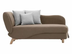 Vente-unique Diván Cama * Diván (ángulo derecho) convertible de tela marrón con cojines grises PENELOPE Marru00f3n
