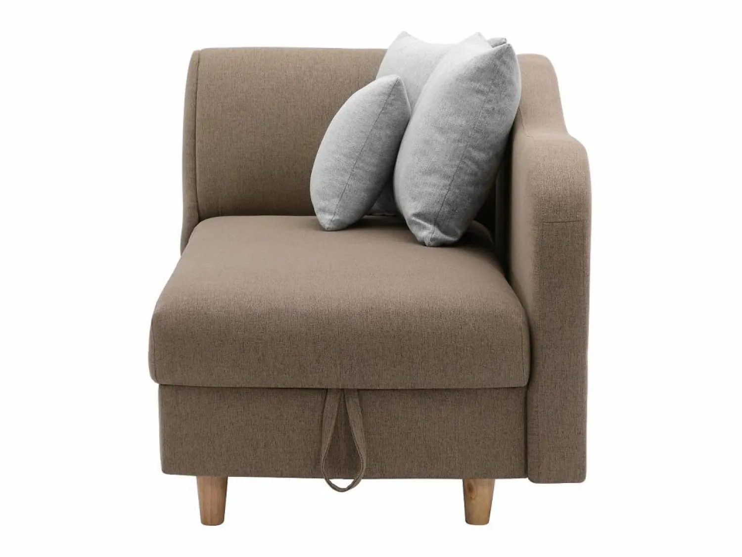 Vente-unique Diván Cama * Diván (ángulo derecho) convertible de tela marrón con cojines grises PENELOPE Marru00f3n