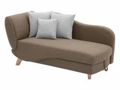 Vente-unique Diván Cama * Diván (ángulo derecho) convertible de tela marrón con cojines grises PENELOPE Marru00f3n