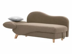Vente-unique Diván Cama * Diván (ángulo derecho) convertible de tela marrón con cojines grises PENELOPE Marru00f3n