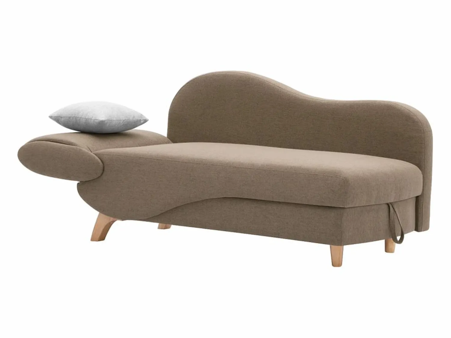 Vente-unique Diván Cama * Diván (ángulo derecho) convertible de tela marrón con cojines grises PENELOPE Marru00f3n