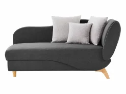 Vente-unique Diván Cama * Diván (ángulo derecho) convertible de tela antracita con cojines grises PENELOPE Gris antracita