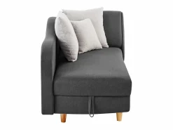 Vente-unique Diván Cama * Diván (ángulo derecho) convertible de tela antracita con cojines grises PENELOPE Gris antracita