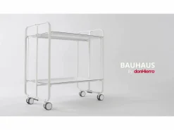 - Carrito auxiliar plegable BAUHAUS blanco con ruedas – 3 niveles y 3 posiciones- < Don Hierro Sale