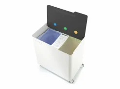 - Cubo de basura reciclaje ECOBOX, con ruedas y cierre suave, 60 litros- < Don Hierro