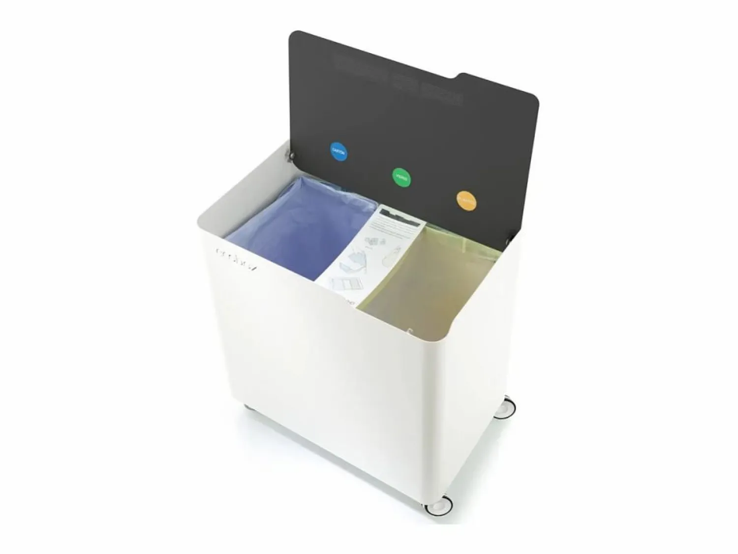- Cubo de basura reciclaje ECOBOX, con ruedas y cierre suave, 60 litros- < Don Hierro