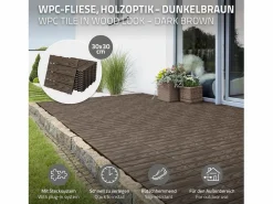 ML-DESIGN Terraza | ECD Germany Baldosas para exterior de WPC marrón oscuro 30x30cm efecto madera 44 Piezas para 4m² con sistema clic, losas para terraza, balcón o patio