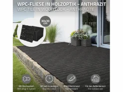 ECD Germany Baldosas para exterior de WPC antracita 30x30cm efecto madera 33 piezas para 3m² con sistema clic, losas para terraza, balcón o patio < ML-DESIGN Clearance