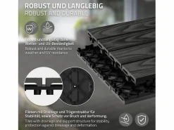 ECD Germany Baldosas para exterior de WPC antracita 30x30cm efecto madera 22 piezas para 2m² con sistema clic, losas para terraza, balcón o patio < ML-DESIGN Discount