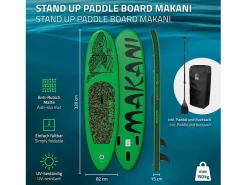 Tabla hinchable de paddle surf SUP Makani 320 x 80 x 15 cm de PVC hasta 120kg con bomba de aire, bolsa de transporte y accesorios < ECD Germany Best