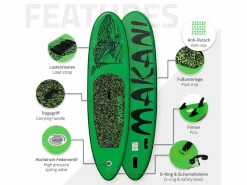Tabla hinchable de paddle surf SUP Makani 320 x 80 x 15 cm de PVC hasta 120kg con bomba de aire, bolsa de transporte y accesorios < ECD Germany Best