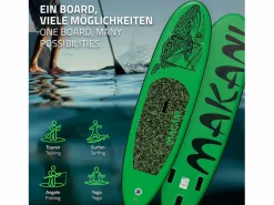 Tabla hinchable de paddle surf SUP Makani 320 x 80 x 15 cm de PVC hasta 120kg con bomba de aire, bolsa de transporte y accesorios < ECD Germany Best