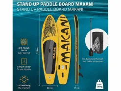 Tabla hinchable de paddle surf SUP Makani 320 x 80 x 15 cm de PVC color con bomba de aire, bolsa de transporte y accesorios < ECD Germany Hot