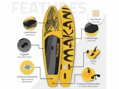 Tabla hinchable de paddle surf SUP Makani 320 x 80 x 15 cm de PVC color con bomba de aire, bolsa de transporte y accesorios < ECD Germany Hot