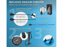 Tabla hinchable de paddle surf SUP Makani 320 x 80 x 15 cm de PVC hasta 120kg con bomba de aire, bolsa de transporte y accesorios < ECD Germany Clearance